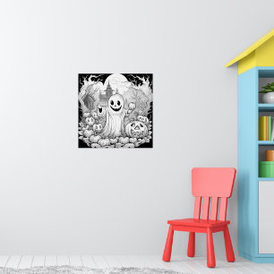Ghost Of The Pumpkin Patch Colour Yourself Poster