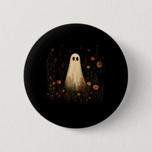 Ghost On A Flower Meadow Halloween Fall Design 6 Cm Round Badge