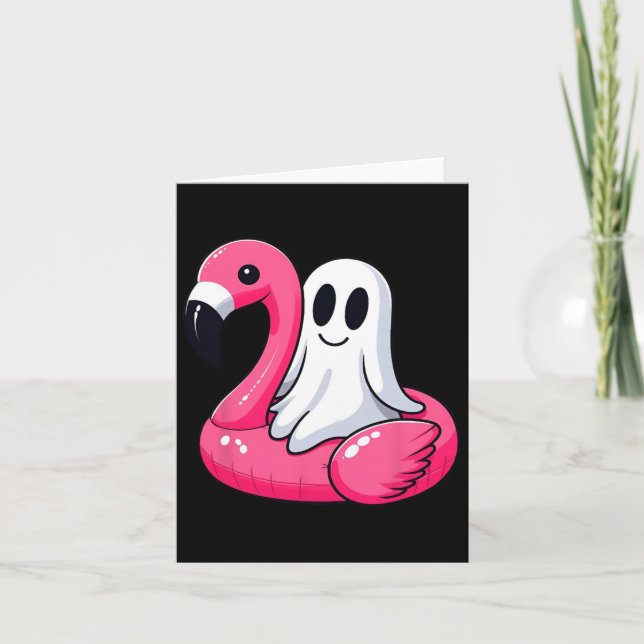Ghost On A Pool Funny Spooky Summer Summerween Hal Card (Front)