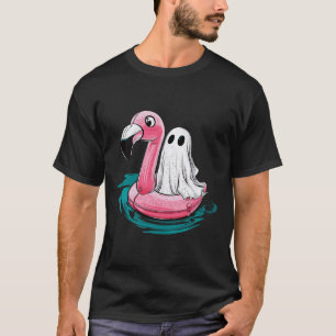 Ghost On A Pool Funny Spooky Summer Summerween Wom T-Shirt