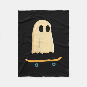 Ghost On Skateboard Boys Kids Funny Retro Hallowee Fleece Blanket