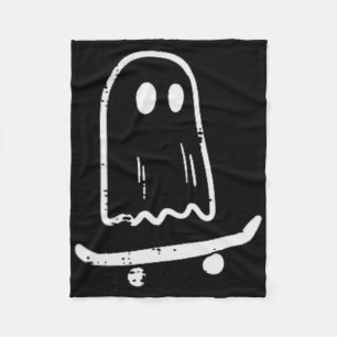 Ghost On Skateboard Fun Retro Halloween Costume Bo Fleece Blanket