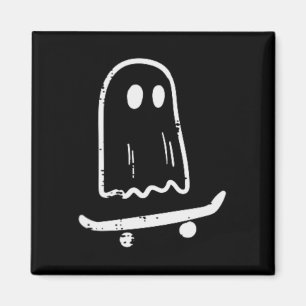 Ghost On Skateboard Fun Retro Halloween Costume Bo Magnet