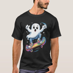 Ghost On Skateboard Funny Halloween Costume Skateb T-Shirt