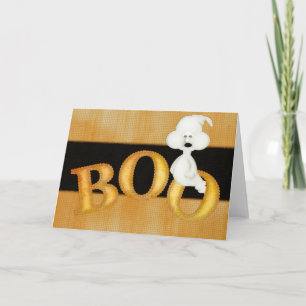 Ghost Orange Boo Halloween Greeting Card