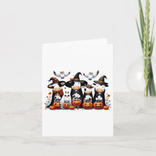 Ghost Owls Cows Halloween Animals Cow Lover Spooky Card