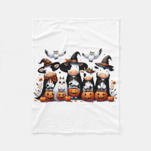 Ghost Owls Cows Halloween Animals Cow Lover Spooky Fleece Blanket