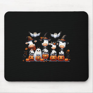 Ghost Owls Cows Halloween Animals Cow Lover Spooky Mouse Pad
