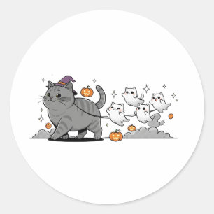 Ghost Parade Brit – British Shorthair Halloween Classic Round Sticker