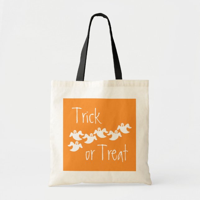 Ghost Party Halloween Bag, Orange Tote Bag (Front)