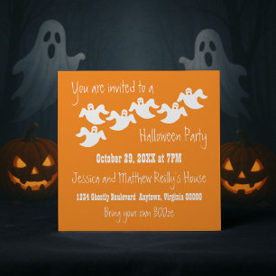 Ghost Party Halloween Invitation, Orange Invitation