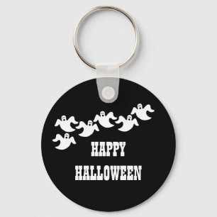 Ghost Party Halloween Keychain, Black Key Ring