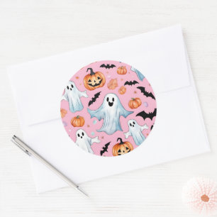 Ghost Party In Pink Classic Round Sticker