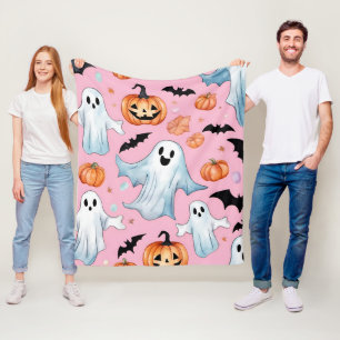 Ghost Party In Pink Fleece Blanket