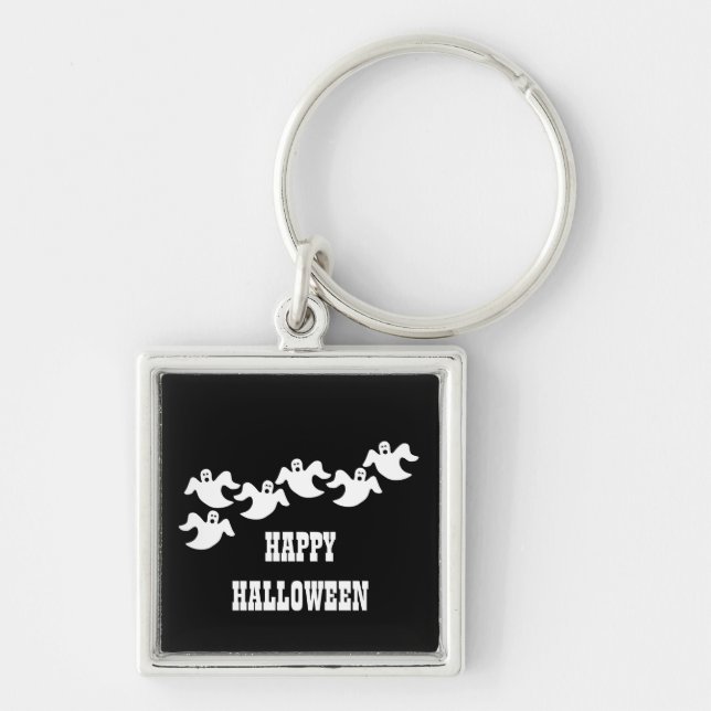 Ghost Party Premium Keychain, Black Key Ring (Front)