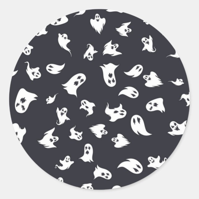 Ghost pattern classic round sticker (Front)