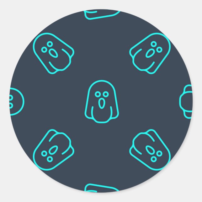 Ghost pattern classic round sticker (Front)
