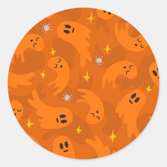 Ghost pattern classic round sticker (Front)