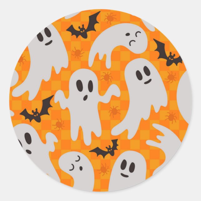 Ghost pattern classic round sticker (Front)
