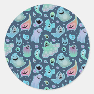 Ghost pattern classic round sticker