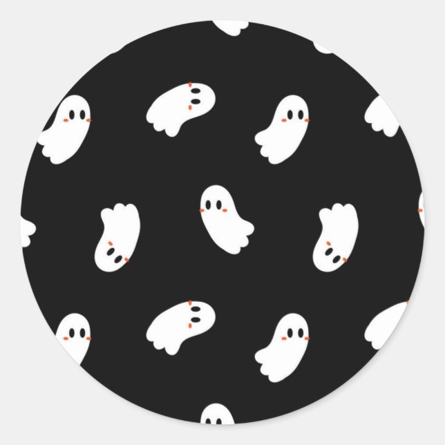 Ghost pattern classic round sticker (Front)