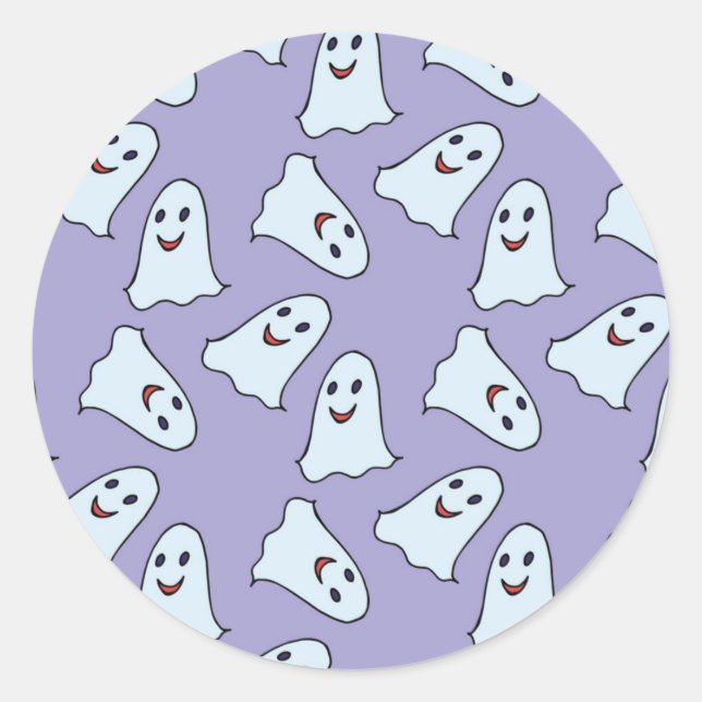 Ghost pattern classic round sticker (Front)