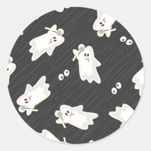 Ghost pattern classic round sticker