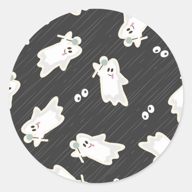 Ghost pattern classic round sticker (Front)