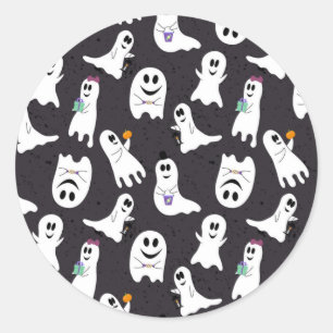 Ghost pattern classic round sticker