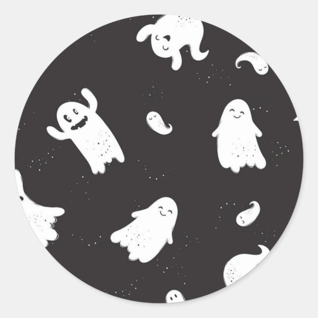 Ghost pattern classic round sticker (Front)