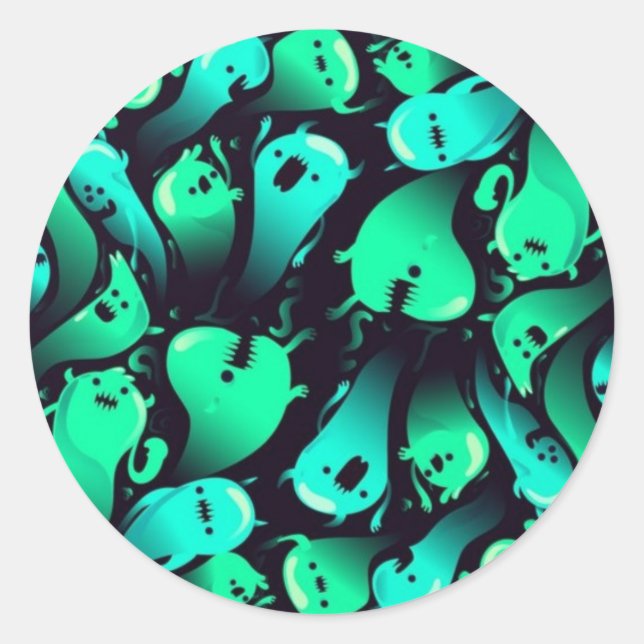 Ghost pattern classic round sticker (Front)