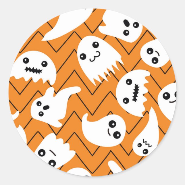 Ghost pattern classic round sticker (Front)