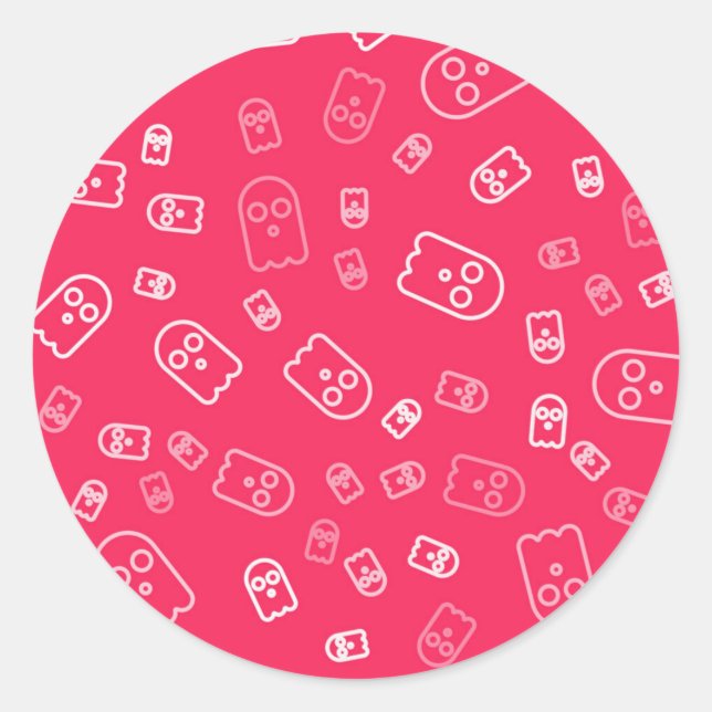 Ghost pattern classic round sticker (Front)
