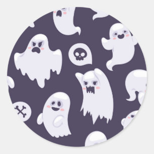 Ghost pattern classic round sticker