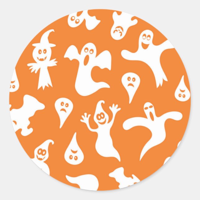 Ghost pattern classic round sticker (Front)