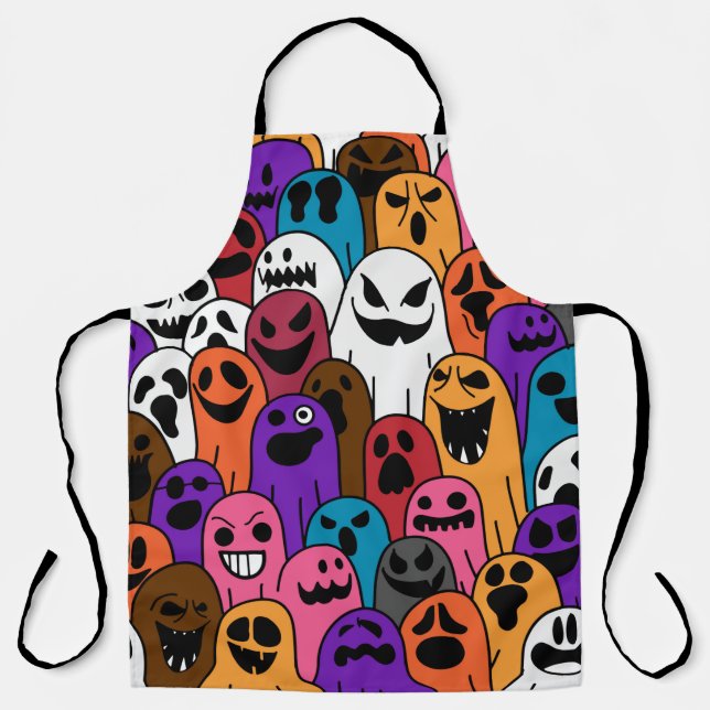 Ghost pattern Halloween spooky scarf isolated repe Apron (Front)