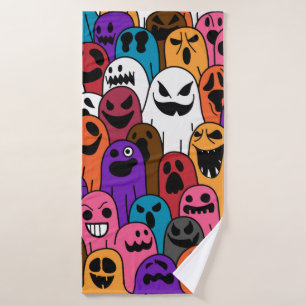 Ghost pattern Halloween spooky scarf isolated repe Bath Towel