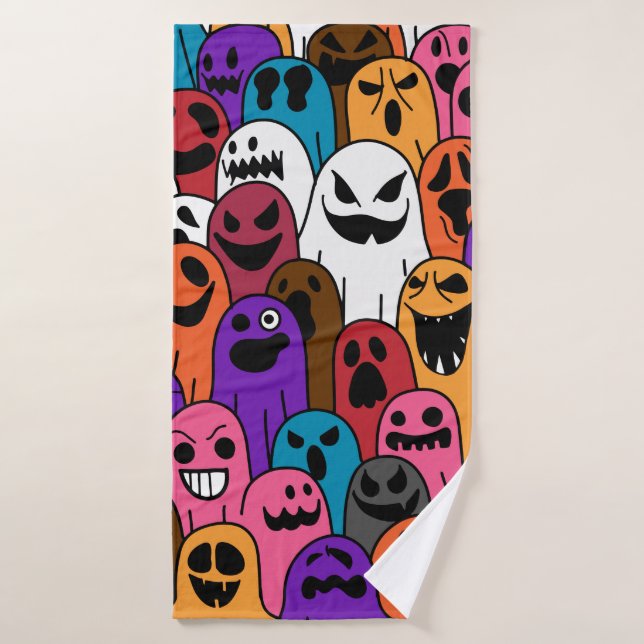 Ghost pattern Halloween spooky scarf isolated repe Bath Towel (Bath Towel)