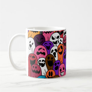 Ghost pattern Halloween spooky scarf isolated repe Coffee Mug