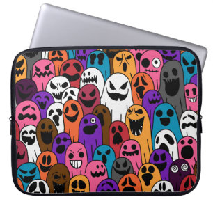Ghost pattern Halloween spooky scarf isolated repe Laptop Sleeve
