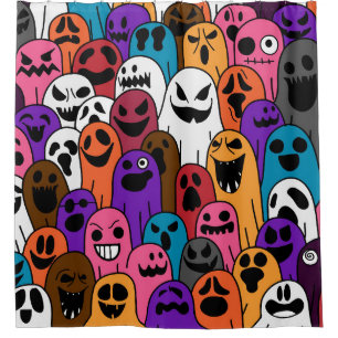 Ghost pattern Halloween spooky scarf isolated repe Shower Curtain