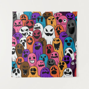 Ghost pattern Halloween spooky scarf isolated repe Tapestry