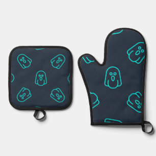 Ghost pattern oven mitt & pot holder set