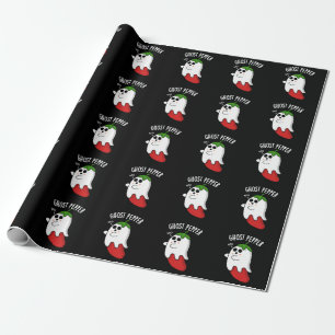 Ghost Pepper Funny Chilli Pun Dark BG Wrapping Paper