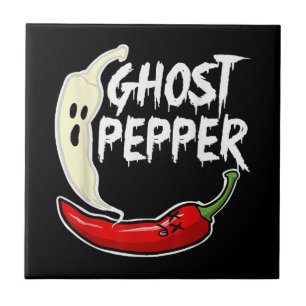 Ghost Pepper Funny Spicy Hot Halloween Ghost Peppe Ceramic Tile