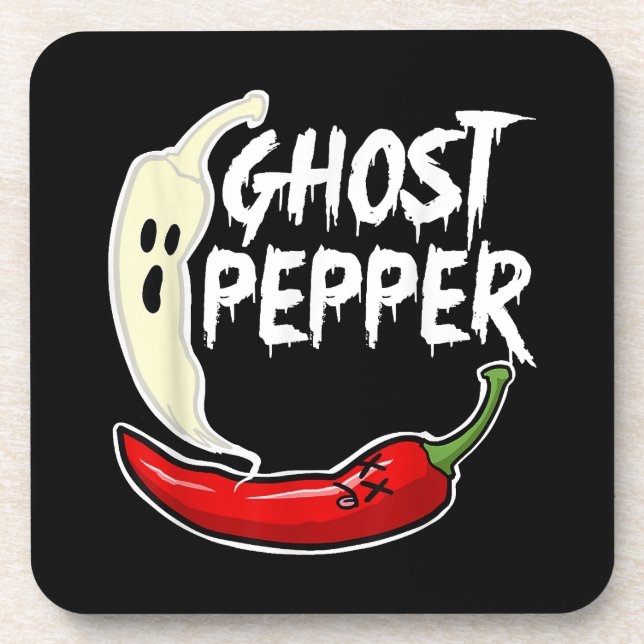 Ghost Pepper Funny Spicy Hot Halloween Ghost Peppe Coaster (Front)