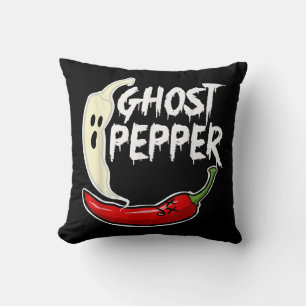 Ghost Pepper Funny Spicy Hot Halloween Ghost Peppe Cushion