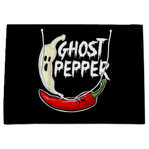 Ghost Pepper Funny Spicy Hot Halloween Ghost Peppe Large Gift Bag