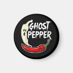 Ghost Pepper Funny Spicy Hot Halloween Ghost Peppe Magnet