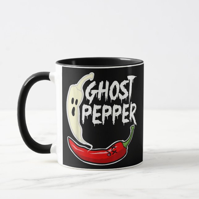 Ghost Pepper Funny Spicy Hot Halloween Ghost Peppe Mug (Left)